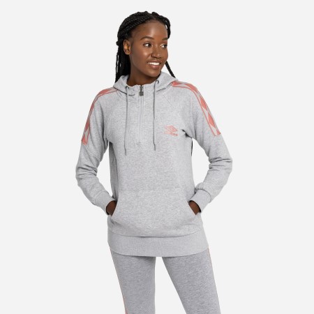 Dámské Mikiny S Kapucí Umbro Diamond Taped 1/2 Zip Oh Hood Šedé Růžové | CZ-68576