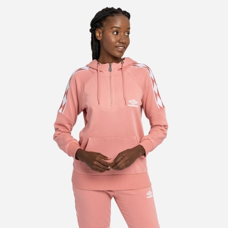 Dámské Mikiny S Kapucí Umbro Diamond Taped 1/2 Zip Oh Hood Růžové Bílé | CZ-90452