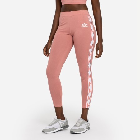 Dámské Kalhoty Umbro Diamond Taped Bavlněné Leggings Růžové Bílé | CZ-78679