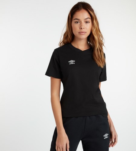 Dámské Tričko Umbro Club Leisure Crew Tee Černé Bílé | CZ-04035