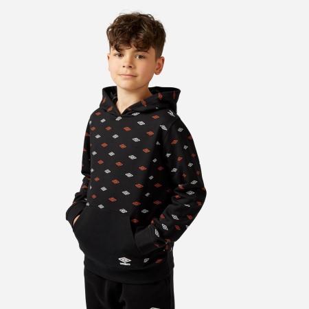 Dětské Mikiny S Kapucí Umbro All Over Print Hoodie Černé | CZ-44014
