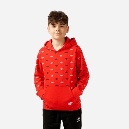 Dětské Mikiny S Kapucí Umbro All Over Print Hoodie Červené | CZ-77260