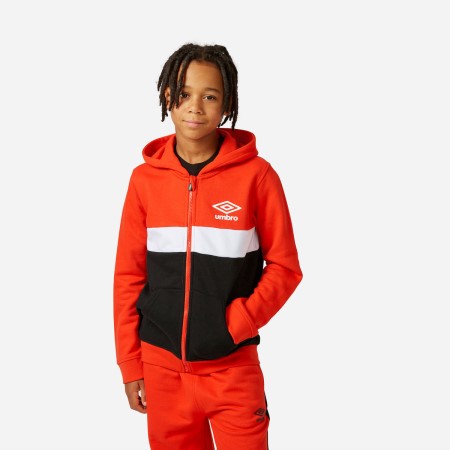 Dětské Mikiny S Kapucí Umbro Zip Through Hoodie Červené Bílé Černé | CZ-01106