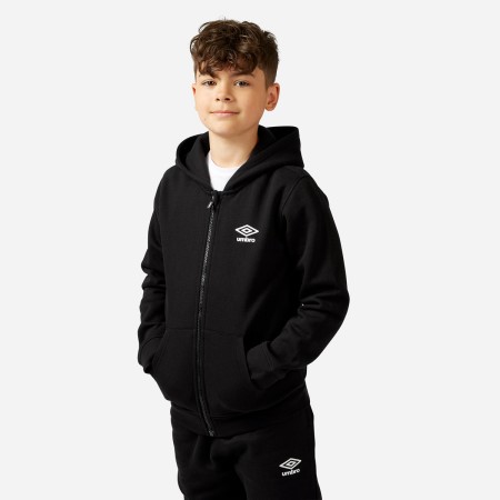 Dětské Mikiny S Kapucí Umbro Zip Through Hoodie Černé | CZ-08250
