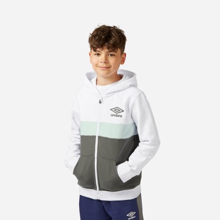 Dětské Mikiny S Kapucí Umbro Zip Through Hoodie Bílé Zelene | CZ-40208