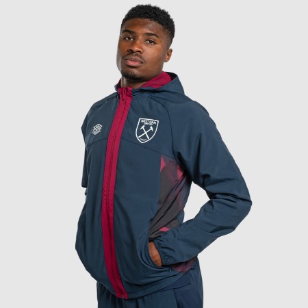 Fotbalové Bundy Umbro West Ham Utd 22/23 Shower Jacket Tmavě Tmavě Blankyt Červené | CZ-30404