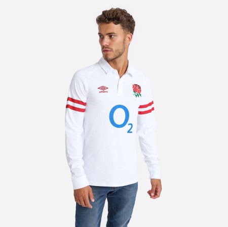 Fotbalové Dresy Umbro England Rugby 22/23 Home Classic Jersey LS Bílé Červené | CZ-68257