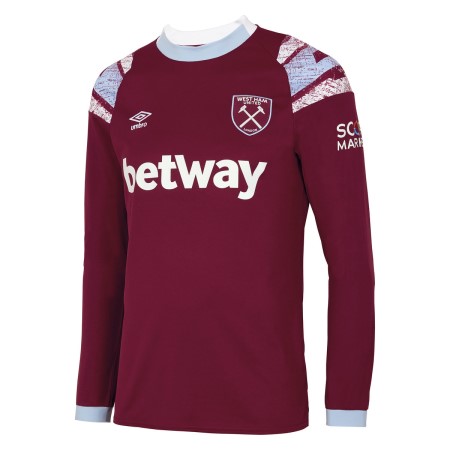 Fotbalové Dresy Umbro West Ham Utd 22/23 Home Long Sleeve Jersey Tmavě Červené Blankyt | CZ-17000