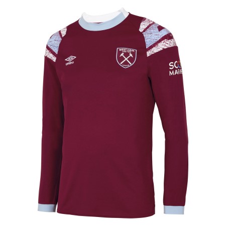 Fotbalové Dresy Umbro West Ham Utd 22/23 Home Long Sleeve Jersey Tmavě Červené Blankyt | CZ-44151