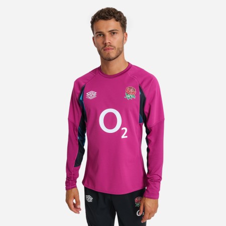 Fotbalové Topy S Dlouhým Rukávem Umbro England Rugby 22/23 Drill Top Vínové Blankyt Černé | CZ-47049
