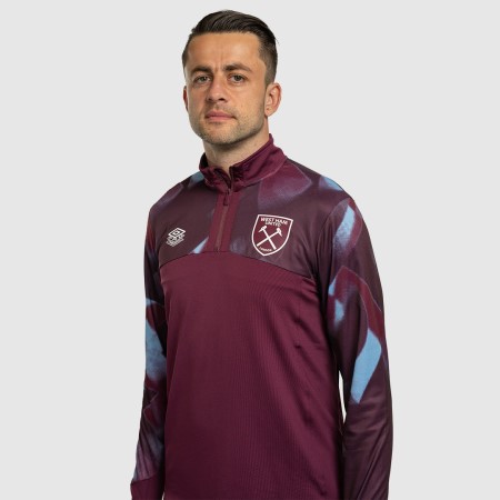 Fotbalové Topy S Dlouhým Rukávem Umbro West Ham Utd 22/23 Warm Up Quarter Zip Top Tmavě Červené Blankyt | CZ-36449