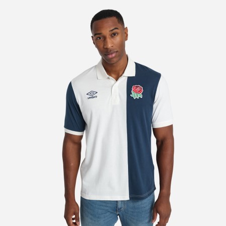 Fotbalové Polos Umbro England Rugby Classic Stripe Polo Bílé Tmavě Blankyt | CZ-56584