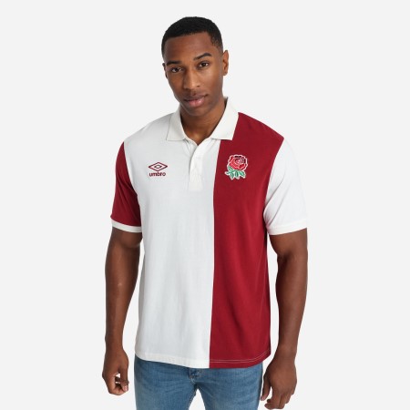 Fotbalové Polos Umbro England Rugby Classic Stripe Polo Bílé Červené | CZ-80362